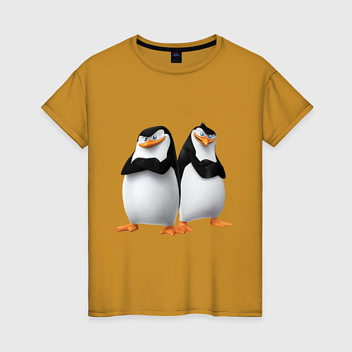 Женская футболка Пингвины Мадагаскара / Горчичный – фото 1