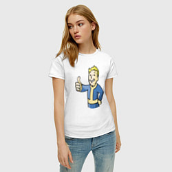 Футболка хлопковая женская Fallout vault boy, цвет: белый — фото 2