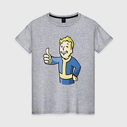 Футболка хлопковая женская Fallout vault boy, цвет: меланж