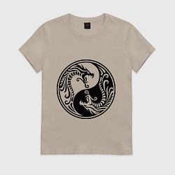 Женская футболка Два дракона Инь Янь