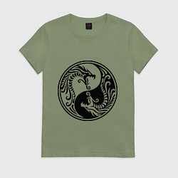 Женская футболка Два дракона Инь Янь