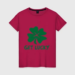 Футболка хлопковая женская Get lucky, цвет: маджента