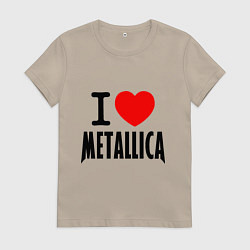 Футболка хлопковая женская I love Metallica, цвет: миндальный