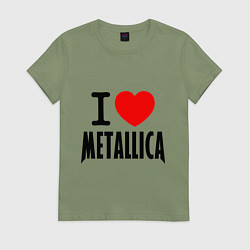 Футболка хлопковая женская I love Metallica, цвет: авокадо