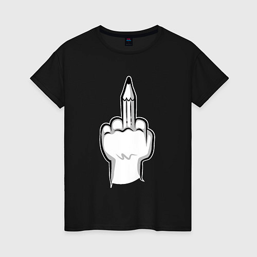 Женская футболка Fuck pencil / Черный – фото 1