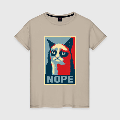 Женская футболка Grumpy Cat NOPE / Миндальный – фото 1