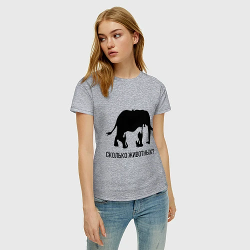 Женская футболка Сколько животных? / Меланж – фото 3