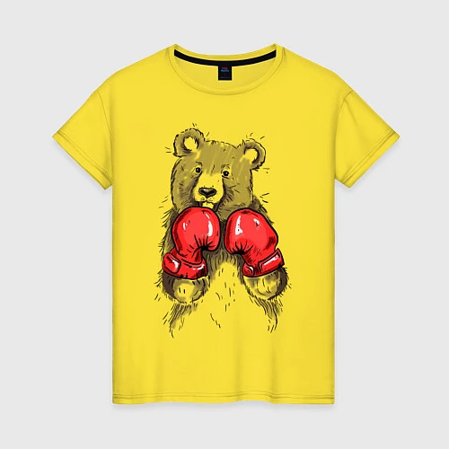 Женская футболка Bear Boxing / Желтый – фото 1