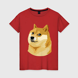 Футболка хлопковая женская Doge, цвет: красный