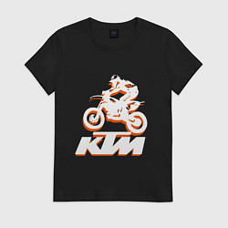 Футболка хлопковая женская KTM белый, цвет: черный