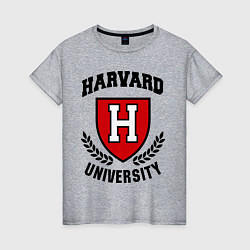 Футболка хлопковая женская Harvard University, цвет: меланж