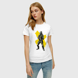 Футболка хлопковая женская STALKER: Yellow Cross, цвет: белый — фото 2