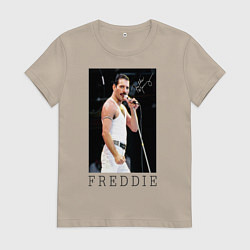 Футболка хлопковая женская Queen: Freddie, цвет: миндальный