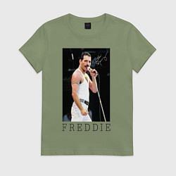 Футболка хлопковая женская Queen: Freddie, цвет: авокадо
