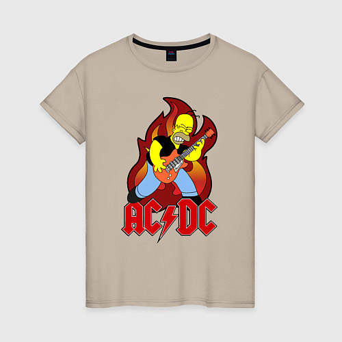 Женская футболка AC/DC Homer / Миндальный – фото 1