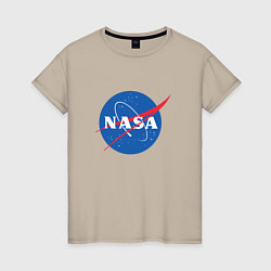 Футболка хлопковая женская NASA: Logo, цвет: миндальный