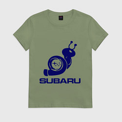 Футболка хлопковая женская Subaru, цвет: авокадо