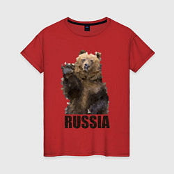 Футболка хлопковая женская Russia: Poly Bear, цвет: красный