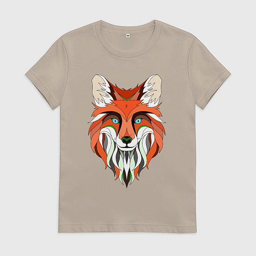 Женская футболка Дизайнерская лиса / Миндальный – фото 1