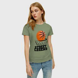 Футболка хлопковая женская Баскетбол, цвет: авокадо — фото 2