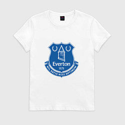 Футболка хлопковая женская Эвертон logo - nil satis nisi optimum, цвет: белый