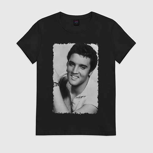 Женская футболка Улыбка Элвиса / Черный – фото 1