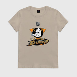 Футболка хлопковая женская NHL: Anaheim Ducks, цвет: миндальный