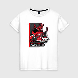 Футболка хлопковая женская New Jersey Devils, цвет: белый