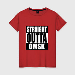 Футболка хлопковая женская Straight Outta Omsk, цвет: красный