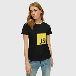 Футболка хлопковая женская JS return true; (black), цвет: черный — фото 2