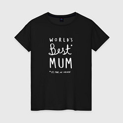 Футболка хлопковая женская World's best mum, цвет: черный