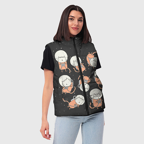 Женский жилет Космические котики / 3D-Светло-серый – фото 3
