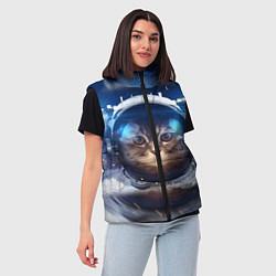 Женский жилет Кот-космонавт, цвет: 3D-светло-серый — фото 2