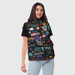 Женский жилет Баскетбол коллаж, цвет: 3D-черный — фото 2