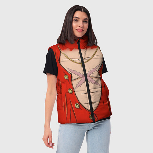 Женский жилет One Piece грудь Луффи со шляпой для косплея / 3D-Светло-серый – фото 3