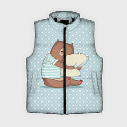 Женский жилет Сонный мишка с подушкой, цвет: 3D-черный