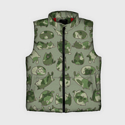 Женский жилет Камуфляж с котиками хаки