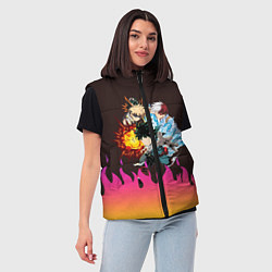 Женский жилет MY HERO ACADEMIA разноцветное пламя, цвет: 3D-светло-серый — фото 2