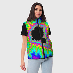 Женский жилет Фрактальная кислотная черная дыра - множество Манд, цвет: 3D-черный — фото 2