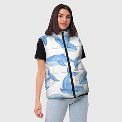 Женский жилет Косяк китов, цвет: 3D-черный — фото 2