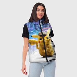 Женский жилет Детектив Пикачу, цвет: 3D-черный — фото 2