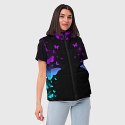 Женский жилет Бабочки в неоне, цвет: 3D-черный — фото 2