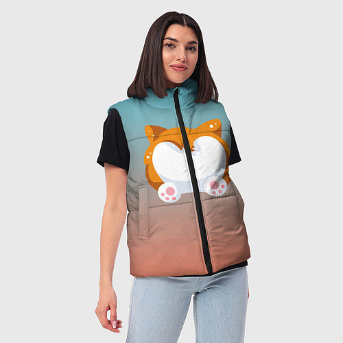 Женский жилет Милый корги / 3D-Светло-серый – фото 3