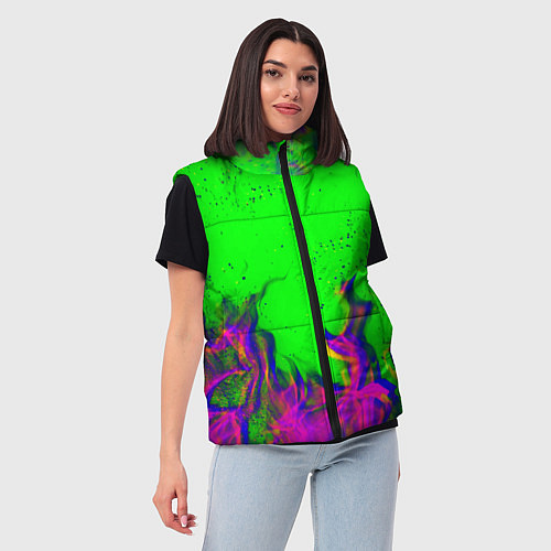Женский жилет ОГОНЬ ГЛИТЧ / 3D-Светло-серый – фото 3