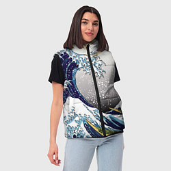 Женский жилет The great wave off kanagawa, цвет: 3D-черный — фото 2