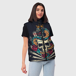 Женский жилет Змея с короной на черепе, цвет: 3D-черный — фото 2