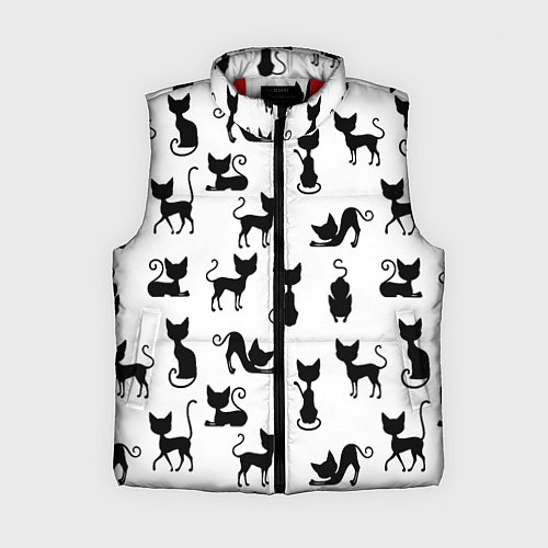 Женский жилет КОШКИ ЧЕРНОЕ НА БЕЛОМ / 3D-Красный – фото 1