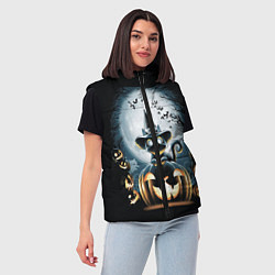 Женский жилет Хэллоуин Кот, цвет: 3D-черный — фото 2