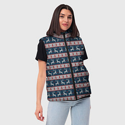 Женский жилет Новогодняя с оленями, цвет: 3D-черный — фото 2