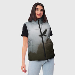 Женский жилет Орёл над лесом, цвет: 3D-красный — фото 2